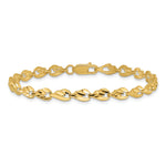 14k Yellow Gold Polished 4.75mm Diamond-cut Leaf 7 inch Bracelet, view 3