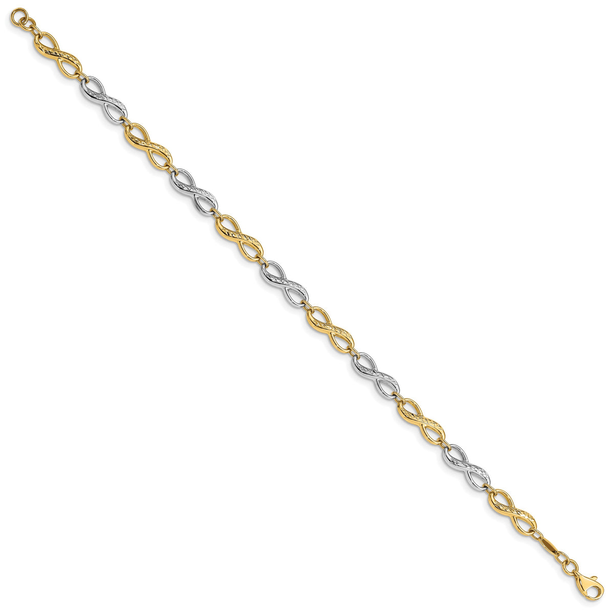 14k Two-Tone Gold Infinity Symbol Link 7.5 inch Bracelet, view 2