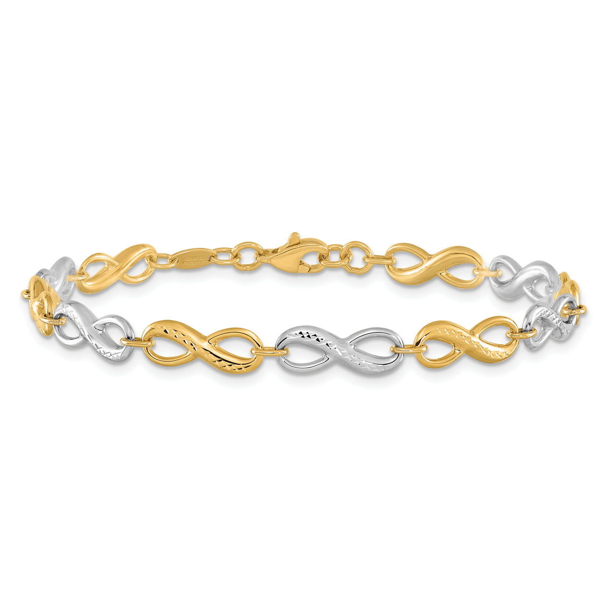 14k Two-Tone Gold Infinity Symbol Link 7.5 inch Bracelet, view 3