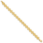 14k Yellow Gold Brushed and Diamond-cut Plumeria Floral 7.25 inch Bracelet, view 2