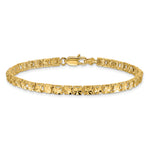14k Yellow Gold Polished 4mm Diamond-Cut Squares 7.25 inch Bracelet, view 3