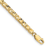 14k Yellow Gold Polished 4mm Diamond-Cut Squares 7.25 inch Bracelet