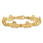 14k Yellow Gold Polished Claddagh Link 7 inch Bracelet, view 3