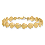 14k Yellow Gold Polished Scallop Shell 7.25 inch Bracelet, view 3