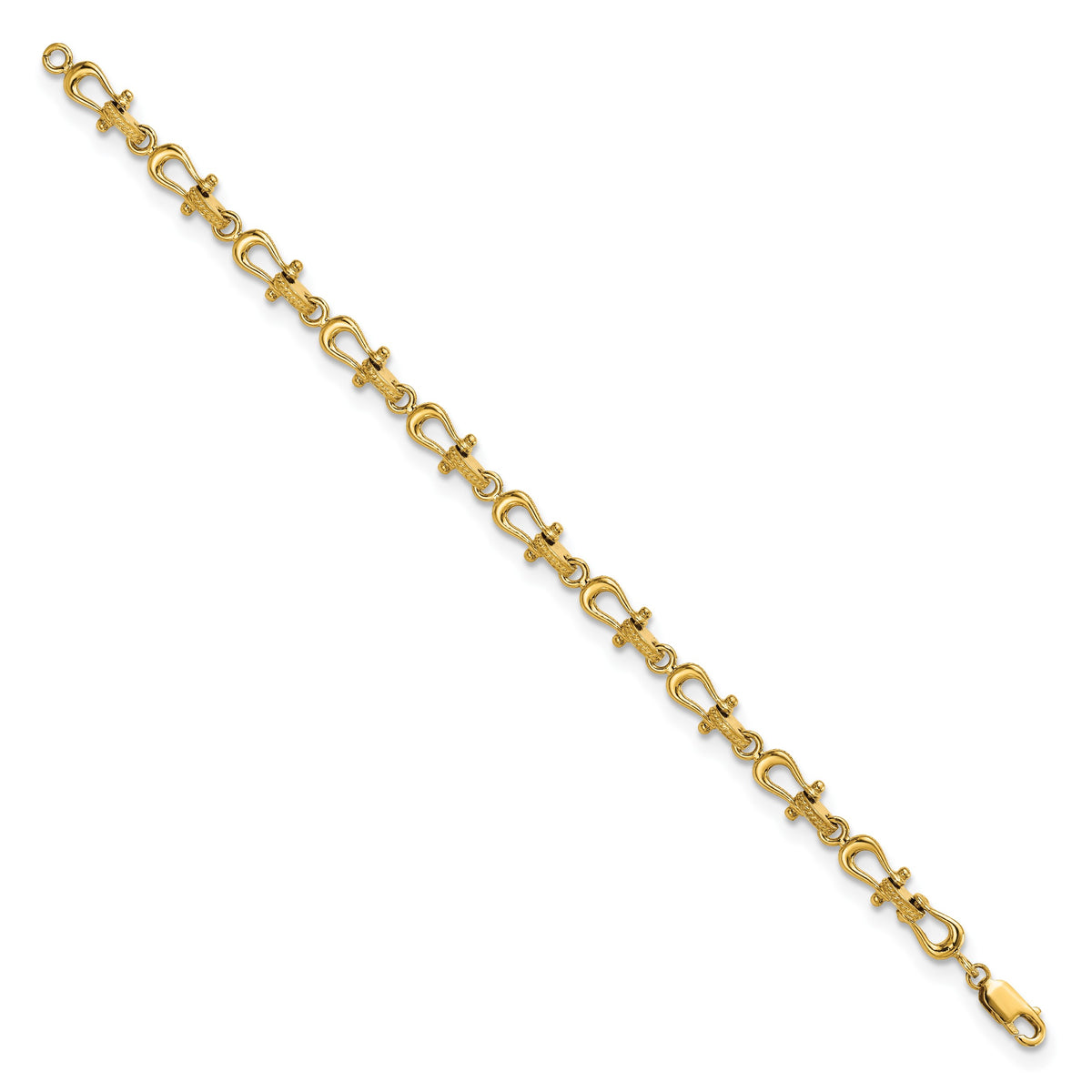 14k Yellow Gold Polished Anchor Shackle Bracelet, view 2 - 7.5 in