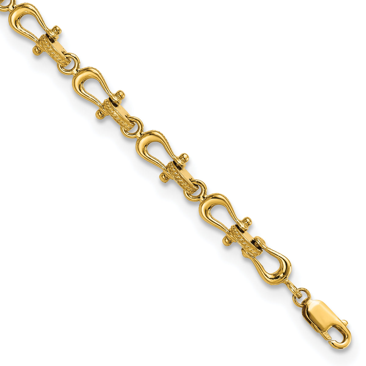 14k Yellow Gold Polished Anchor Shackle Bracelet - 7.5 in