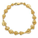 14k Yellow Gold Polished Sea Shells Bracelet, view 4 - 7.25 in