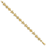 14k Yellow Gold Polished Turtle/Sand Dollar/Shell/Starfish Link Bracelet, view 2 - 7 in