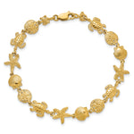 14k Yellow Gold Polished Turtle/Sand Dollar/Shell/Starfish Link Bracelet, view 4 - 7 in