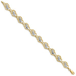 14k Gold and White Rhodium Diamond-Cut Fancy Floral Filigree 7.25 inch Bracelet, view 2