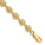 14k Yellow Gold Polished and Textured Mini Sand Dollar 7 inch Bracelet