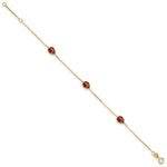 14k Polished Red and Black Enameled Ladybugs 6.5 inch Plus 0.75 inch Extender Bracelet