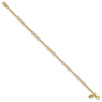 14k Two-Tone Gold Fancy Oval Link and Chain Bracelet, 7.25-7.75 inch, view 2