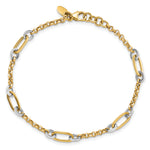 14k Two-Tone Gold Fancy Oval Link and Chain Bracelet, 7.25-7.75 inch, view 4