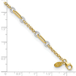 14k Two-Tone Gold Fancy Oval Link and Chain Bracelet, 7.25-7.75 inch, shown with a ruler for scale