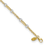 14k Two-Tone Gold Fancy Oval Link and Chain Bracelet, 7.25-7.75 inch