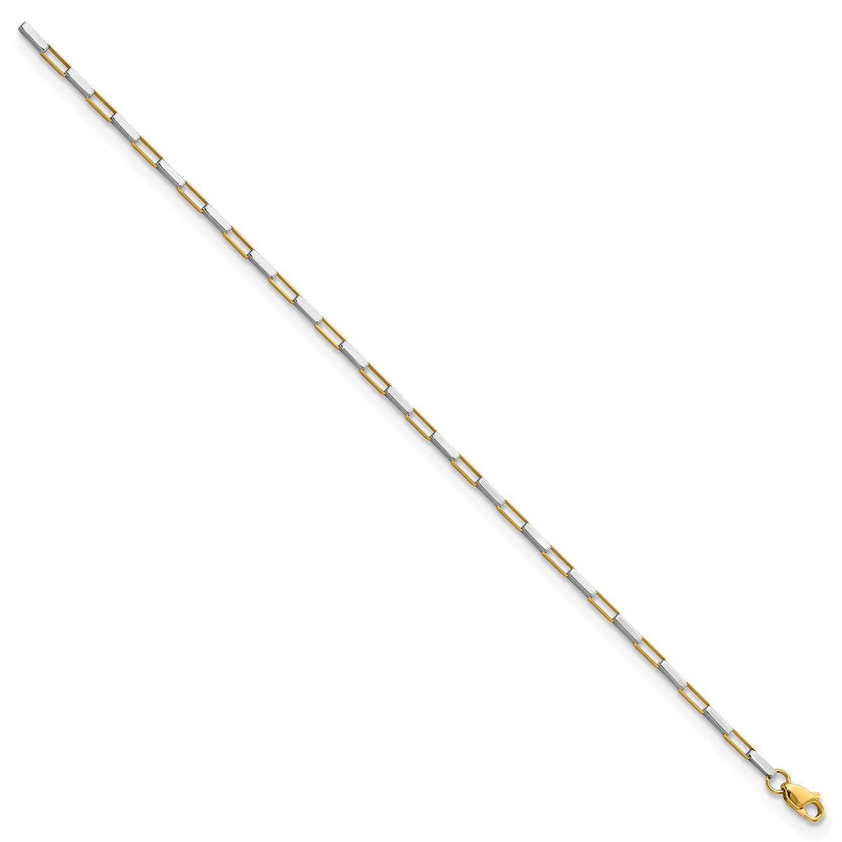 14k Two-Tone Gold Polished Fancy Box Links 7.5 inch Bracelet, view 2