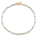 14k Two-Tone Gold Polished Fancy Box Links 7.5 inch Bracelet, view 4