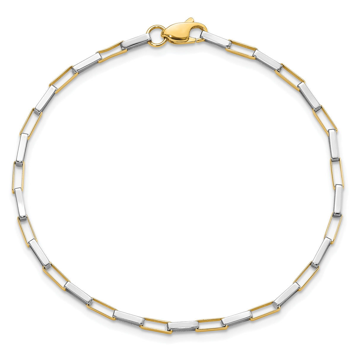 14k Two-Tone Gold Polished Fancy Box Links 7.5 inch Bracelet, view 4