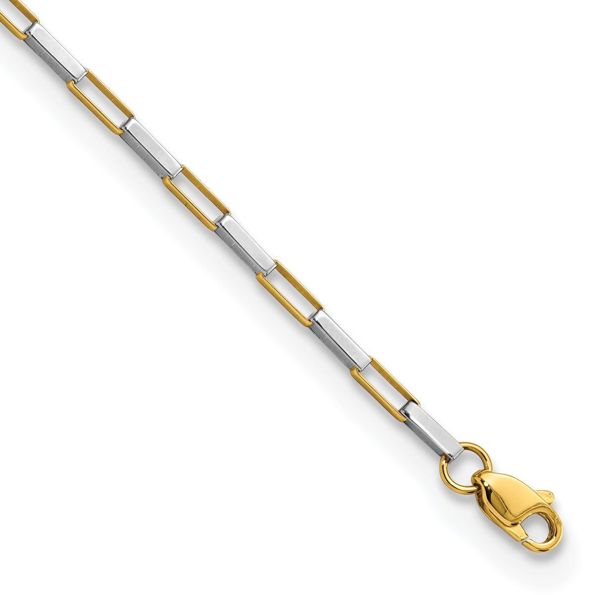 14k Two-Tone Gold Polished Fancy Box Links 7.5 inch Bracelet