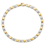 14k Gold and White Rhodium Diamond-cut Fancy Link 7.5 inch Bracelet, view 4