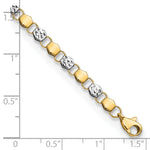14k Gold and White Rhodium Diamond-cut Fancy Link 7.5 inch Bracelet, shown with a ruler for scale