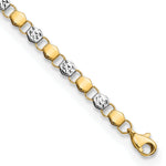 14k Gold and White Rhodium Diamond-cut Fancy Link 7.5 inch Bracelet