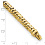 14k Yellow Gold Polished 7.4mm Large Snake Chain 7.5 inch Bracelet, shown with a ruler for scale