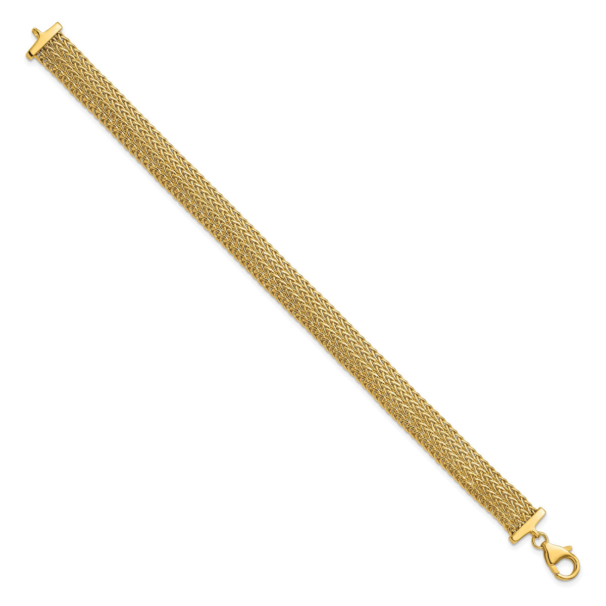 14k Yellow Gold Polished 9.2mm Fancy Braided Link 7.5 inch Bracelet, view 2