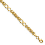 14k Yellow Gold Polished Infinity Symbol and Fancy Link 5-Station 7.5 inch Bracelet
