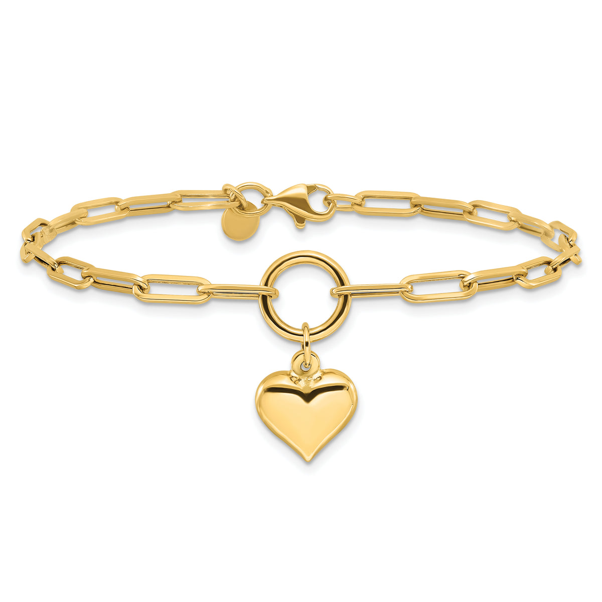 Gold Polished Heart Bracelet - 14k Yellow Gold