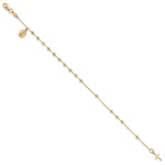 14K Polished and Diamond-cut Miraculous Medal and Cross 7.5 inch Rosary Bracelet