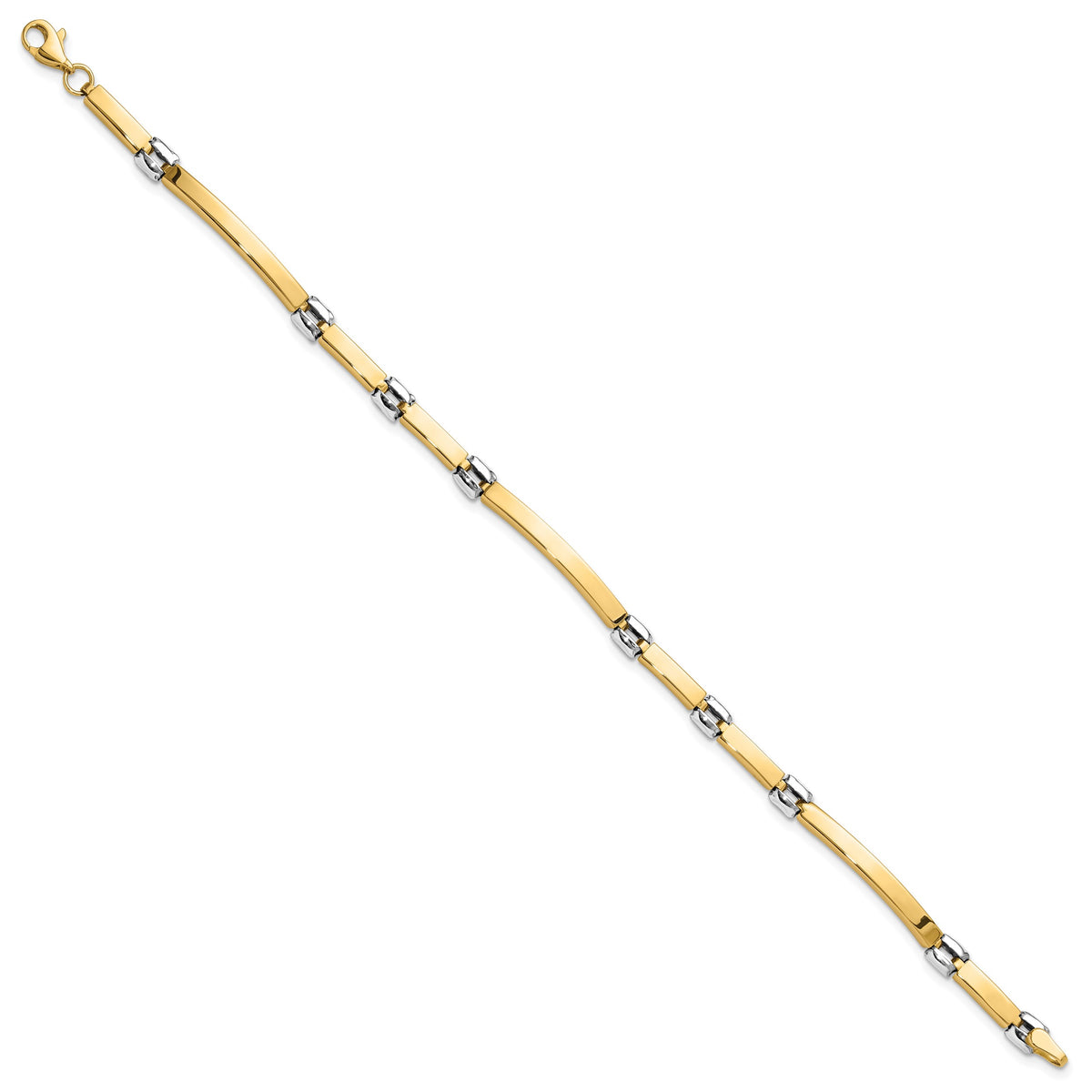 14k Two-Tone Gold Polished 4.5mm Fancy Link and Bar 7.5 inch Bracelet, view 2