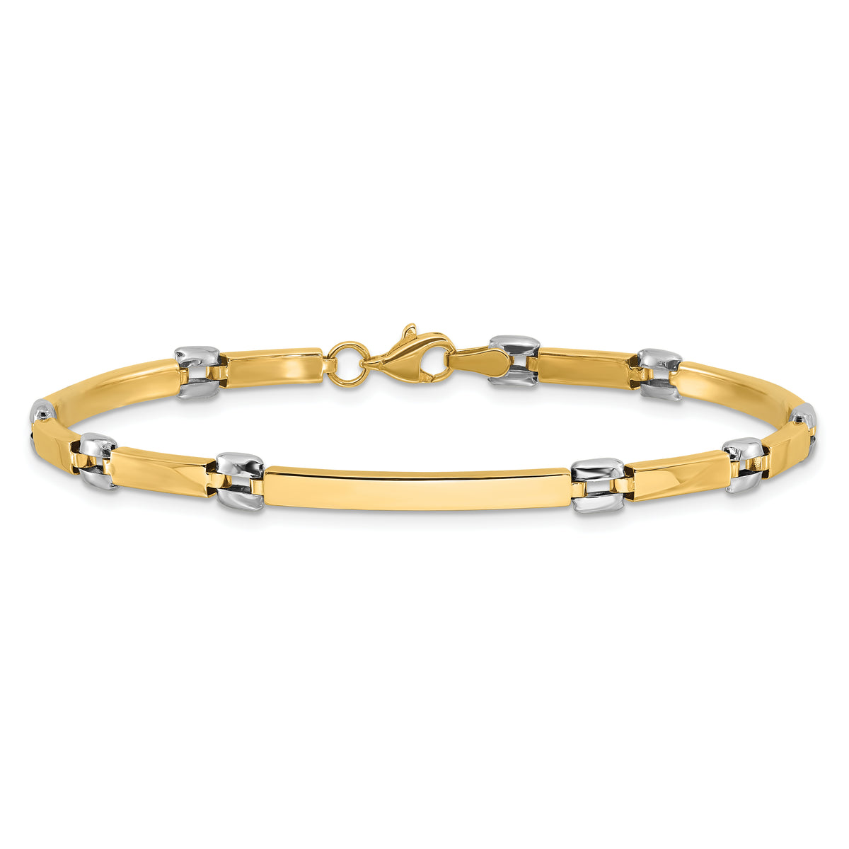 14k Two-Tone Gold Polished 4.5mm Fancy Link and Bar 7.5 inch Bracelet, view 3