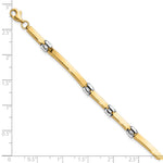 14k Two-Tone Gold Polished 4.5mm Fancy Link and Bar 7.5 inch Bracelet, shown with a ruler for scale