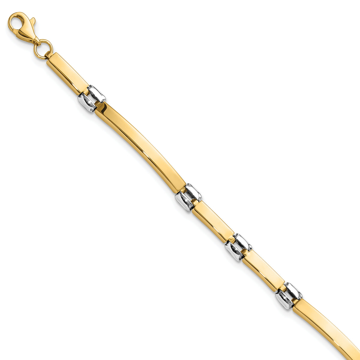 14k Two-Tone Gold Polished 4.5mm Fancy Link and Bar 7.5 inch Bracelet