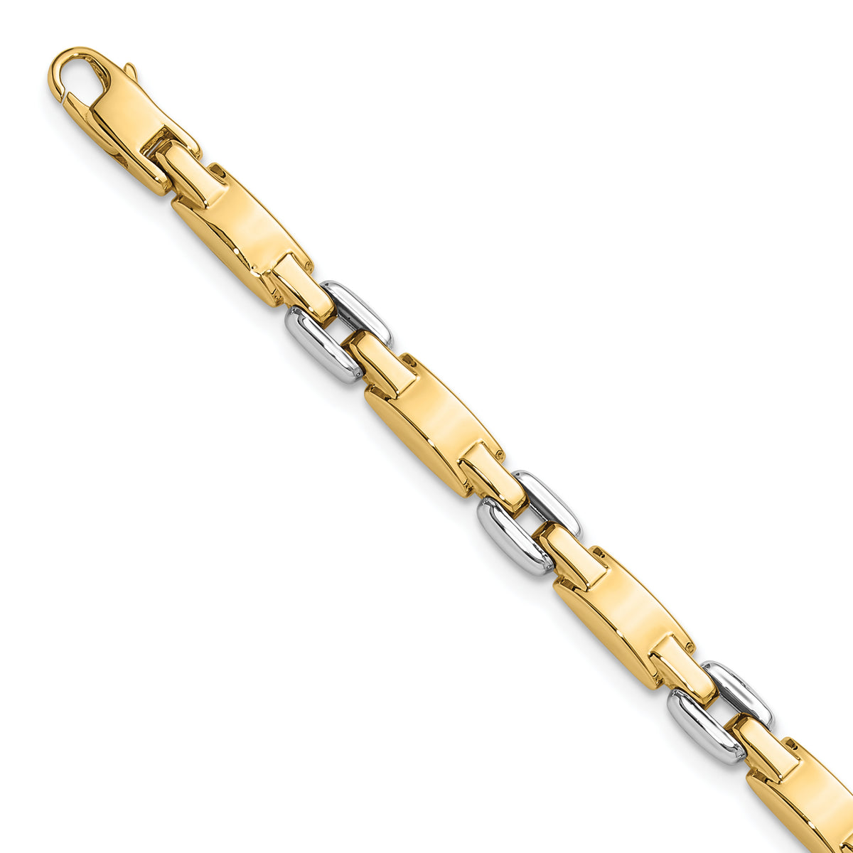 14k Two-Tone Gold Polished 4.8mm Fancy Link 7.5 inch Bracelet