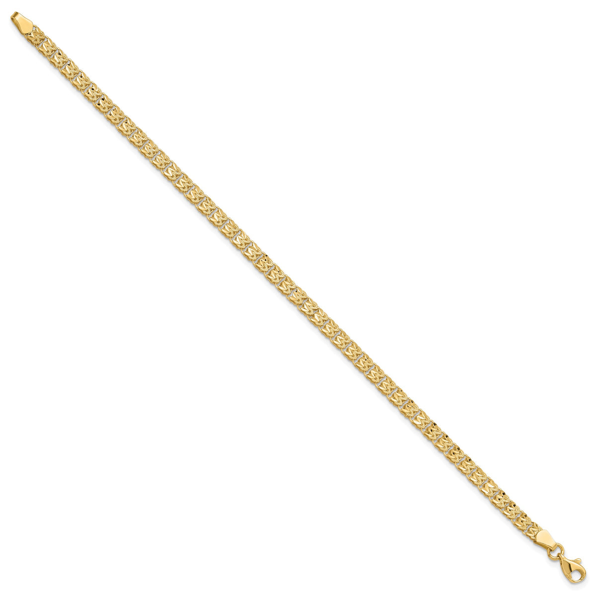 14k Yellow Gold Polished and Diamond-cut 3.9mm Fancy Link 7.75 inch Bracelet, view 2