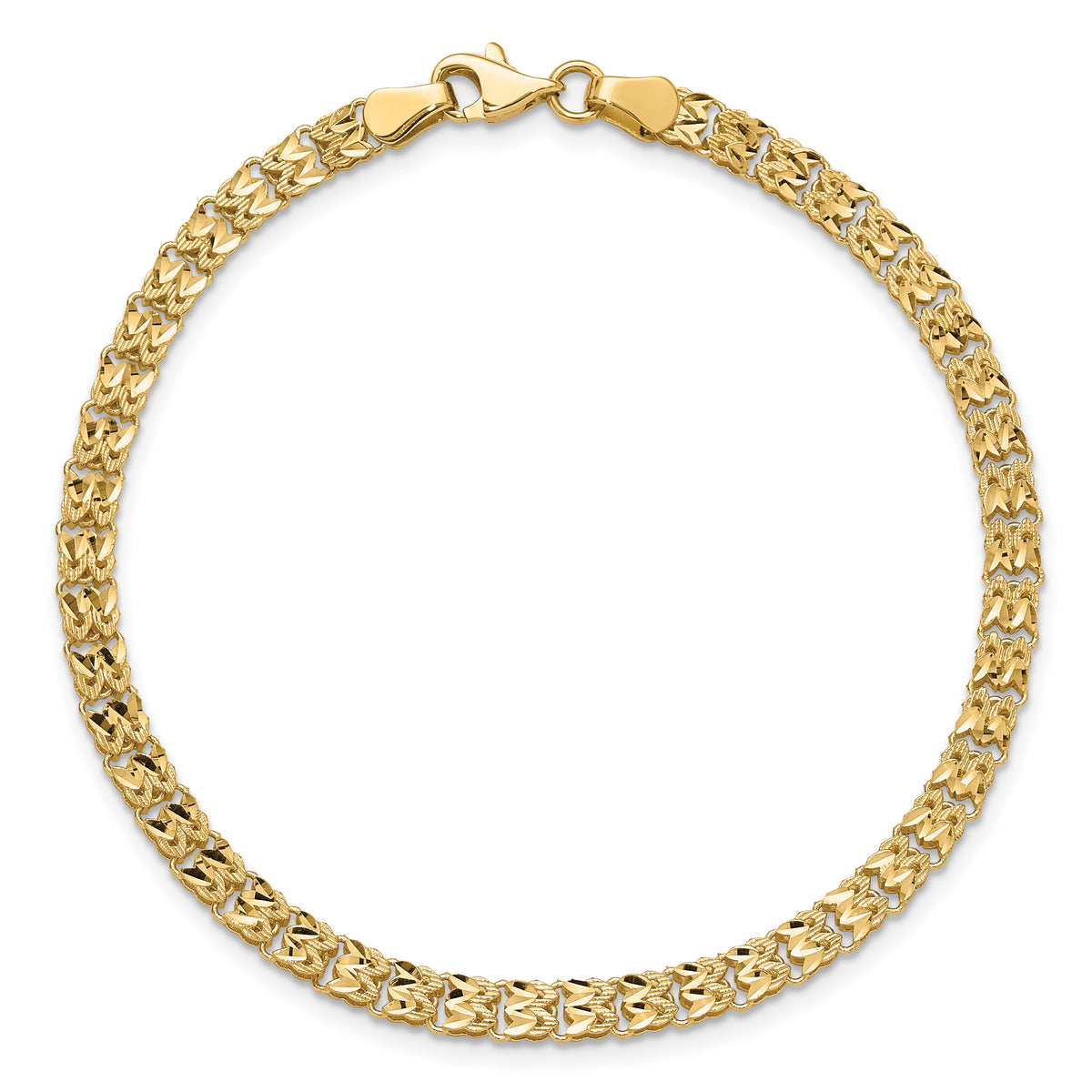 14k Yellow Gold Polished and Diamond-cut 3.9mm Fancy Link 7.75 inch Bracelet, view 4