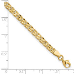 14k Yellow Gold Polished and Diamond-cut 3.9mm Fancy Link 7.75 inch Bracelet, shown with a ruler for scale