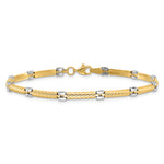 14k Two-Tone Gold Polished 3.5mm Fancy Twisted Bar Link 7.75 inch Bracelet, view 3