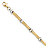 14k Two-Tone Gold Polished 3.5mm Fancy Twisted Bar Link 7.75 inch Bracelet