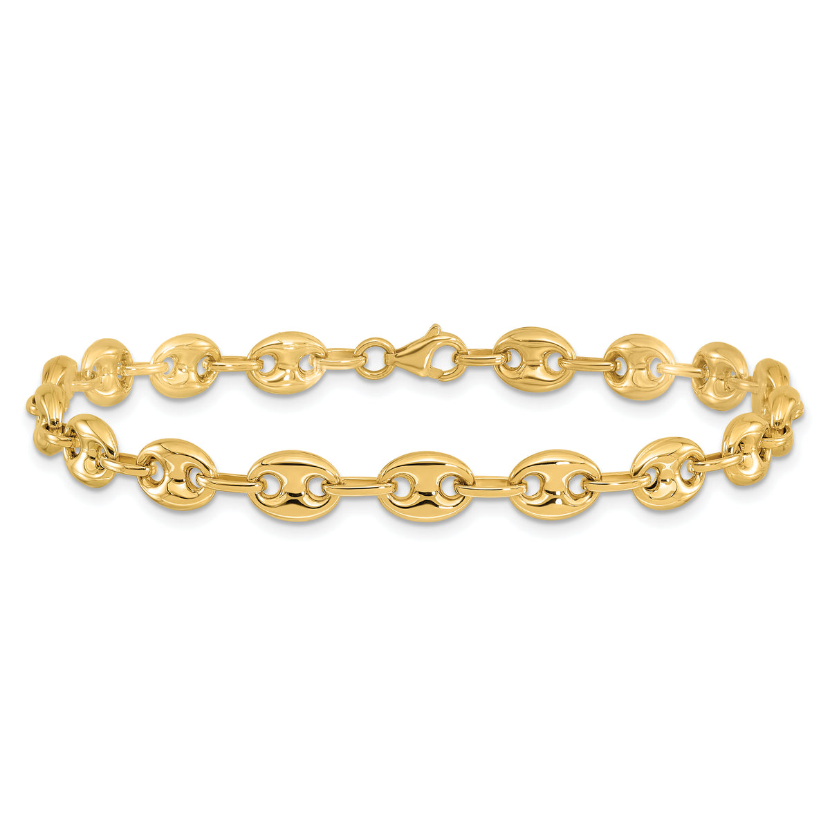 14k Yellow Gold Polished 6.3mm Puffed Anchor/Mariner Link 7.75 inch Bracelet, view 3