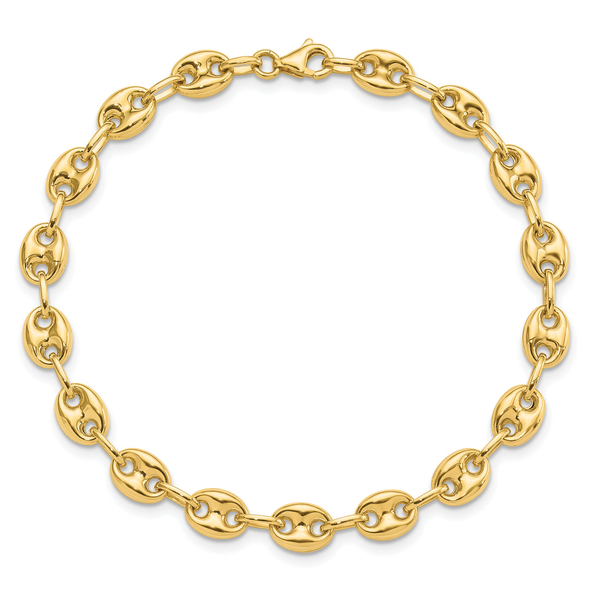 14k Yellow Gold Polished 6.3mm Puffed Anchor/Mariner Link 7.75 inch Bracelet, view 4