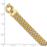 14k Yellow Gold Polished 8.4mm Panther Link 7.5 inch Bracelet, shown with a ruler for scale
