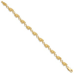 14k Yellow Gold Polished and Textured Elephant Bracelet, view 2 - 7 in