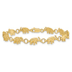 14k Yellow Gold Polished and Textured Elephant Bracelet, view 3 - 7 in