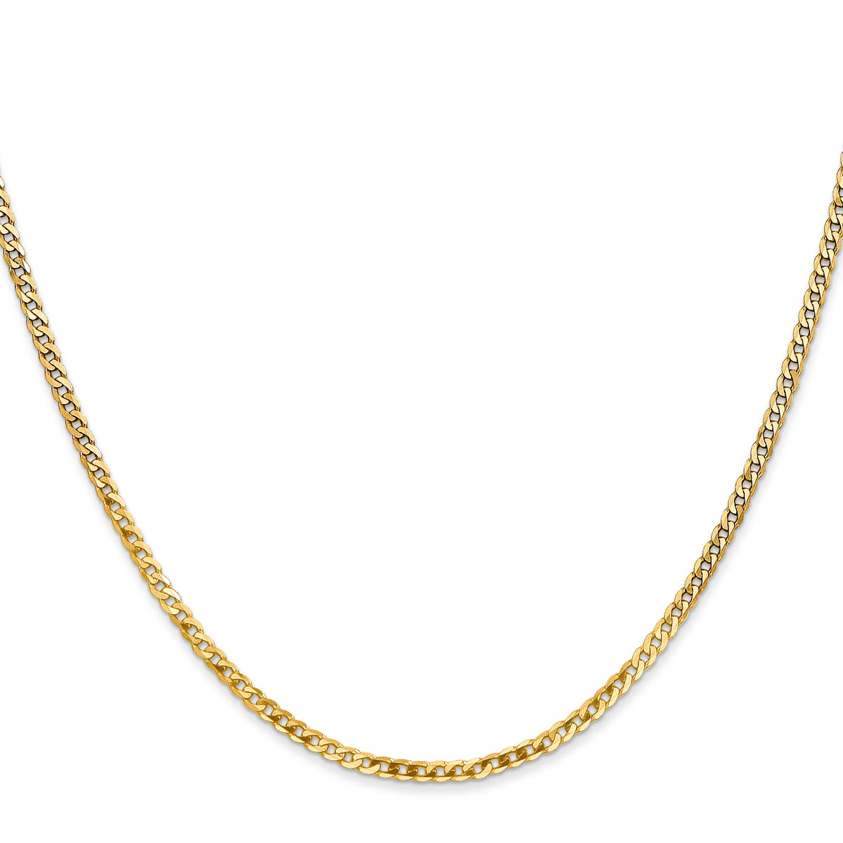 Gold (10K & 14K) Flat Beveled Curb Chain - 14k Yellow Gold / 16 in / 2.2 mm