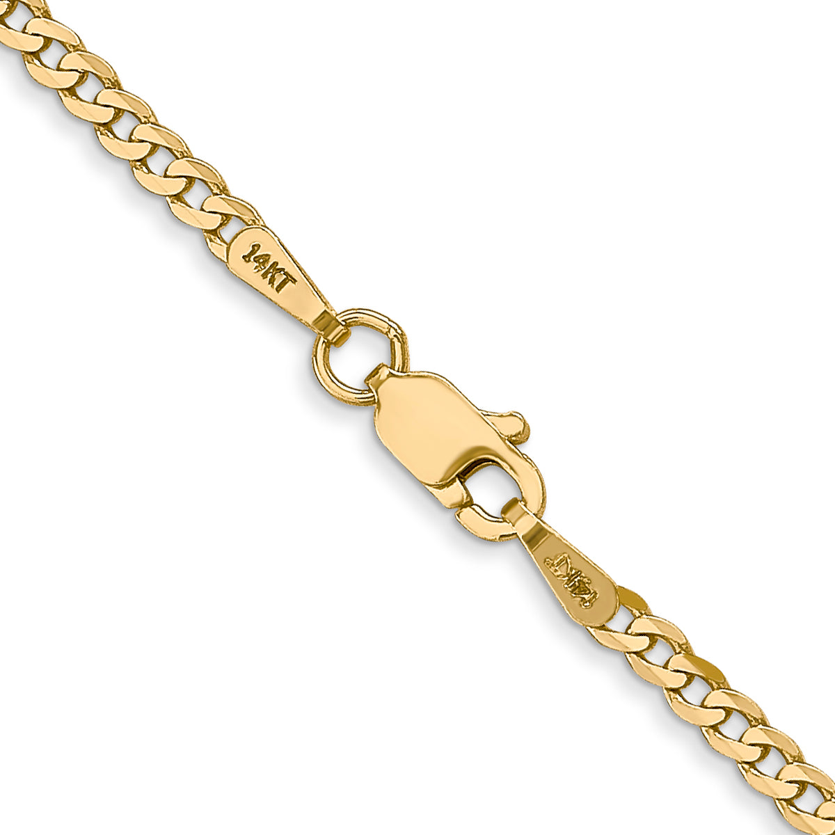 Gold (10K & 14K) Flat Beveled Curb Chain - 14k Yellow Gold / 16 in / 2.2 mm