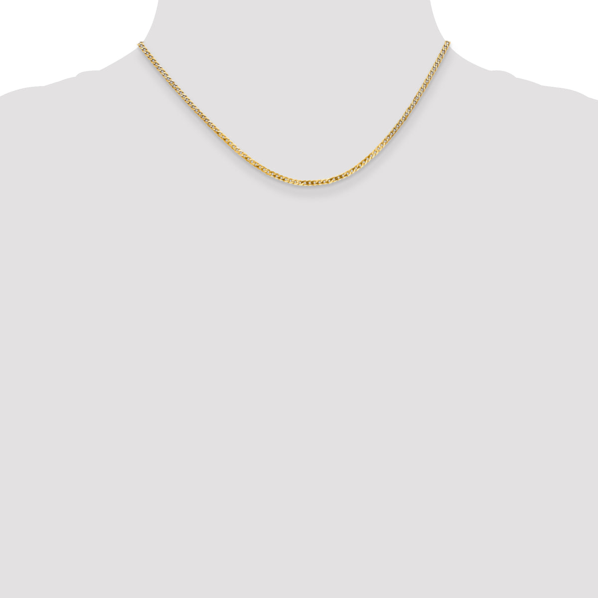 Gold (10K & 14K) Flat Beveled Curb Chain - 14k Yellow Gold / 16 in / 2.2 mm